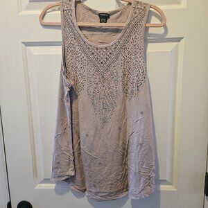 Torrid Light Purple Tank Top with Feather Design